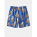 Men Banana Print Mid Length Beachwear Shorts