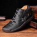 Menico Men’s Leather Soft Hand Sewn Lace  Up Non  Slip Wearable Casual Booties