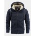 Men Cashmere Pure Pocket Elastic Hem Zipper Ski Hooded Jackets